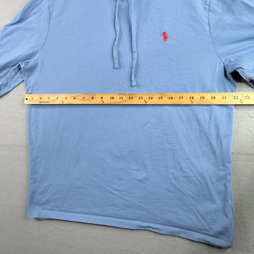 Polo Ralph Lauren Lightweight Hoodie Mens XL Blue Red Pony Long Sleeve